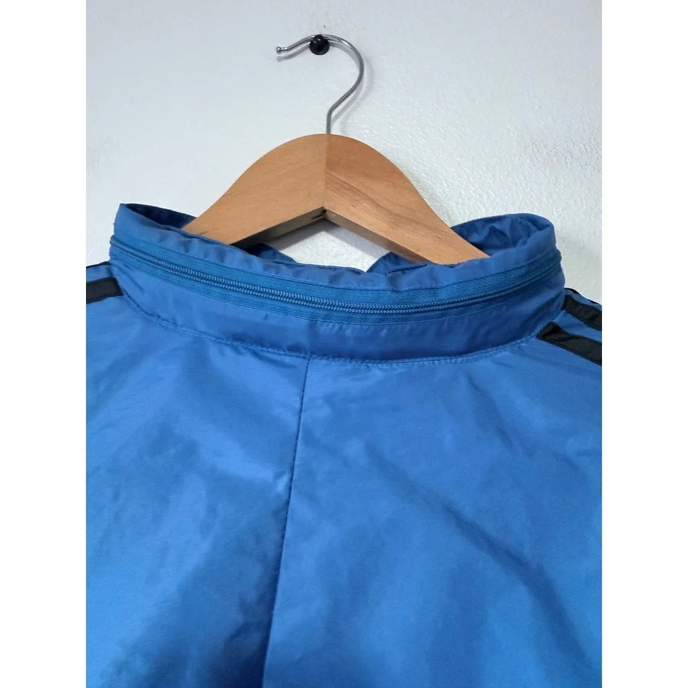 Vintage Adidas Mens 80s‎ Quarter Zip Windbreaker Blue Black Striped Trefoil XL